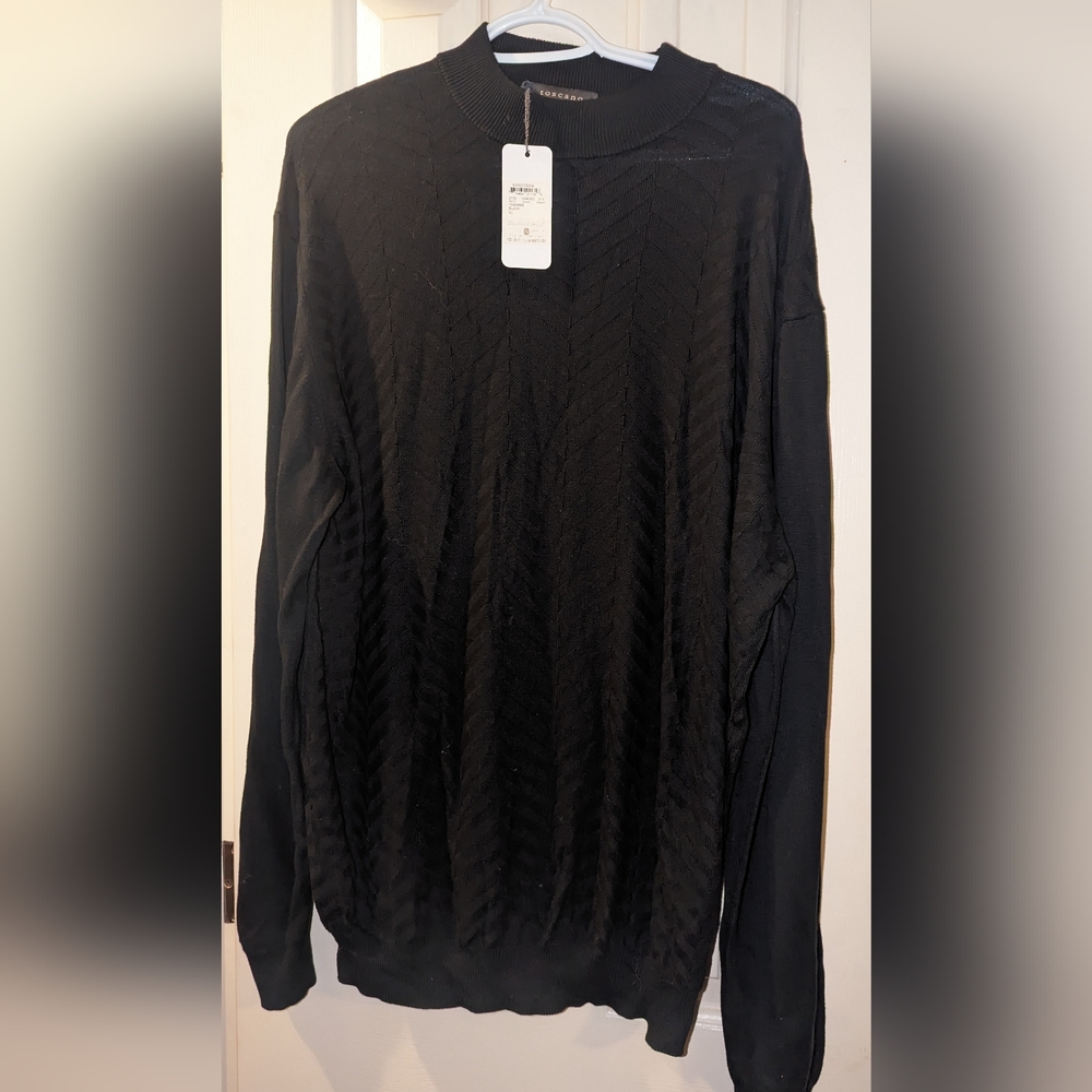Toscano black crew neck sweater with pattern size XL NWT